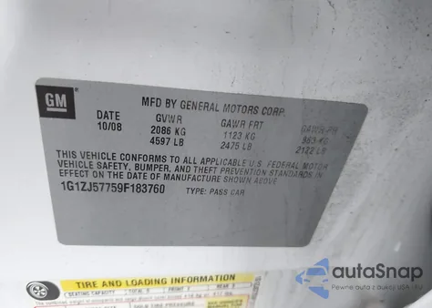 2009 Chevrolet Malibu Lt from USA, damaged, VIN 1G1ZJ57759F183760